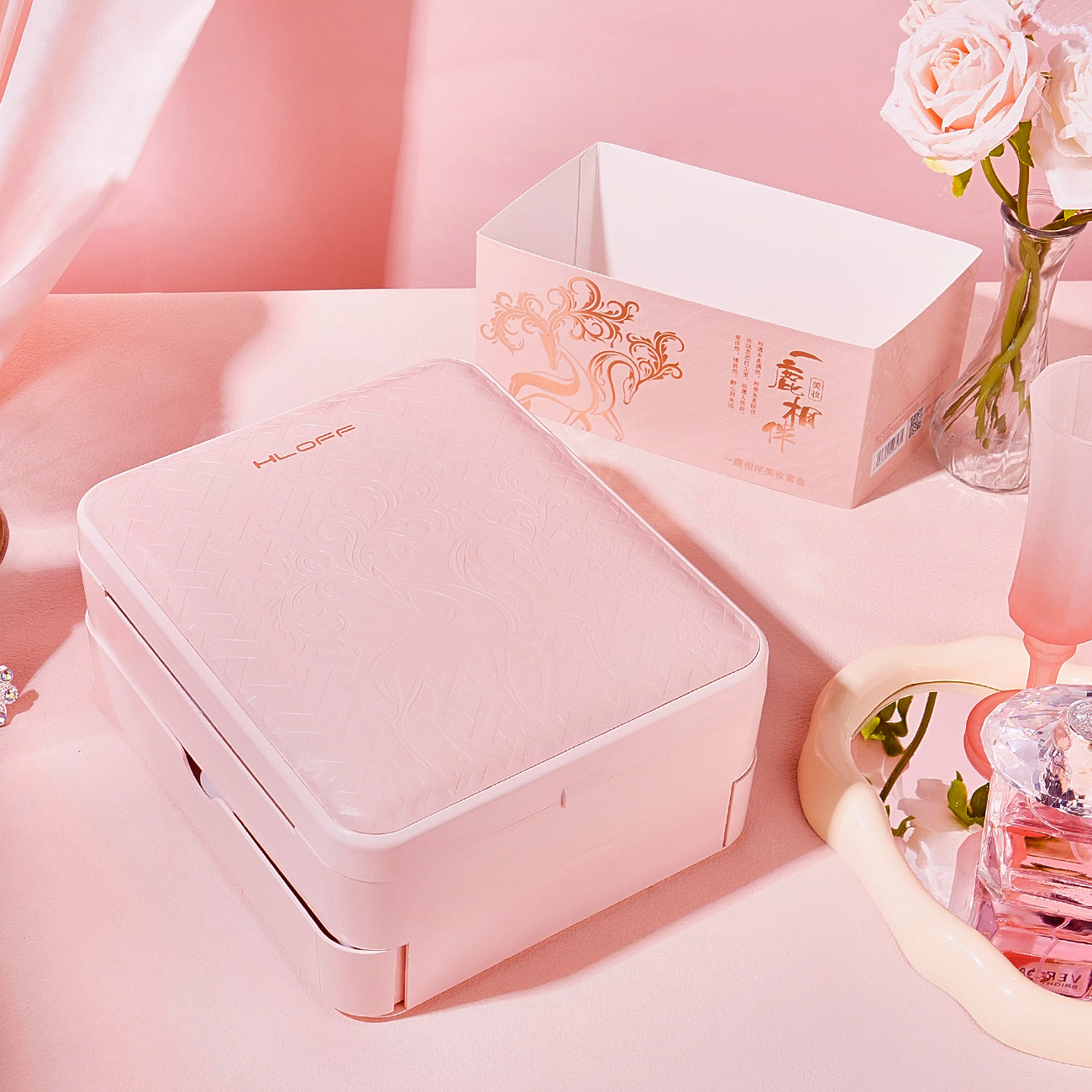 All-in-One Makeup Organizer with LED Mirror – Portable Cosmetic Storage Case for Travel