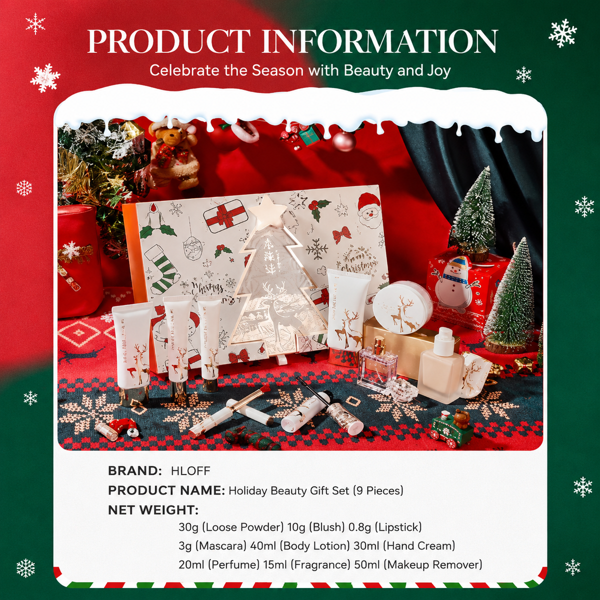 What is inside the deer-inspired holiday makeup gift box