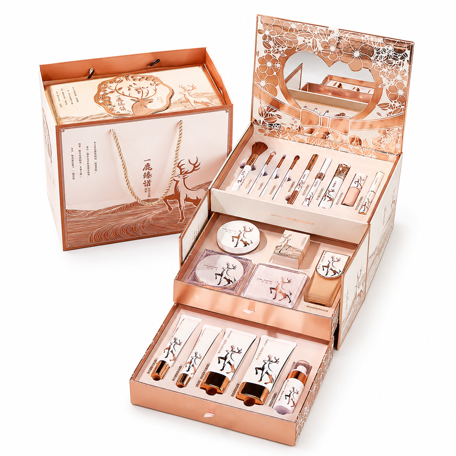 Deer-Inspired All-in-One Makeup Gift Set with Mirror