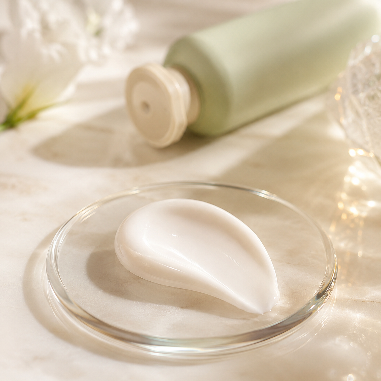 Silky body lotion texture swatch