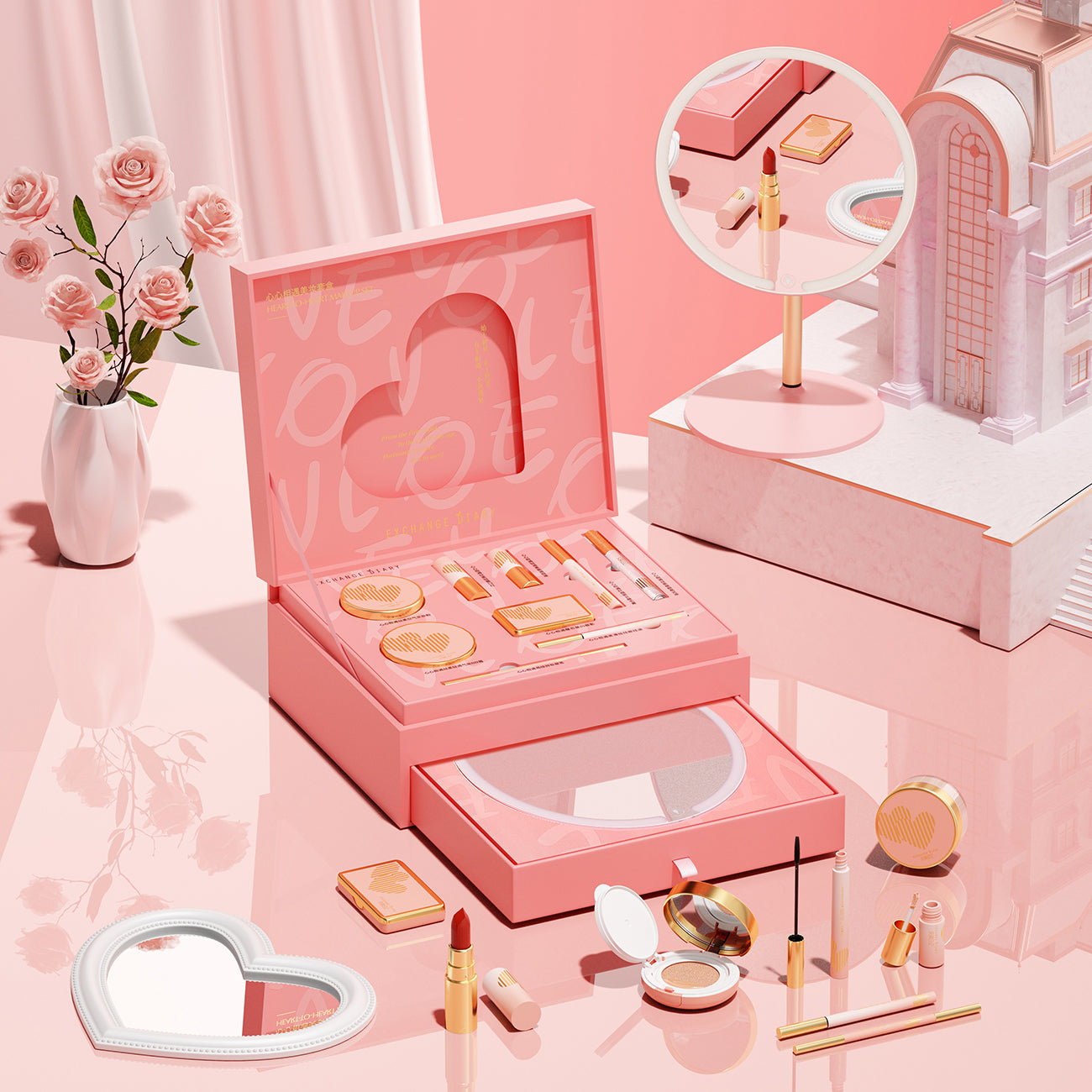Pink beauty gift presentation