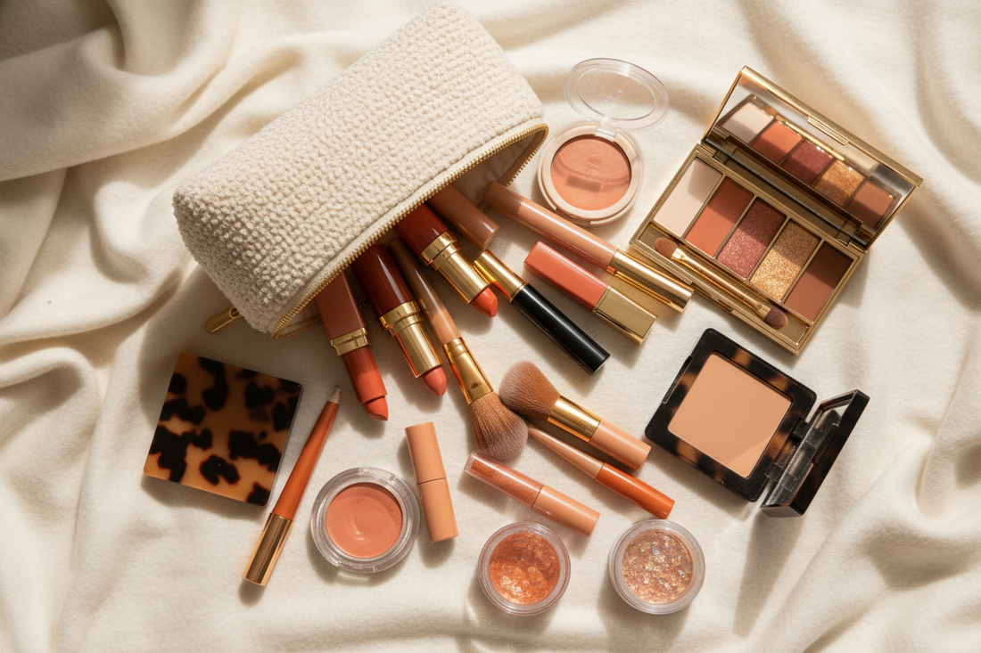Messy makeup bag before organization