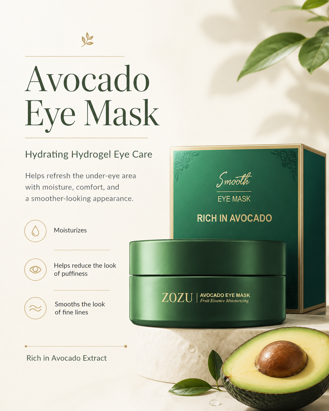 Avocado Hydrogel Eye Mask – Hydrating Under-Eye Patches