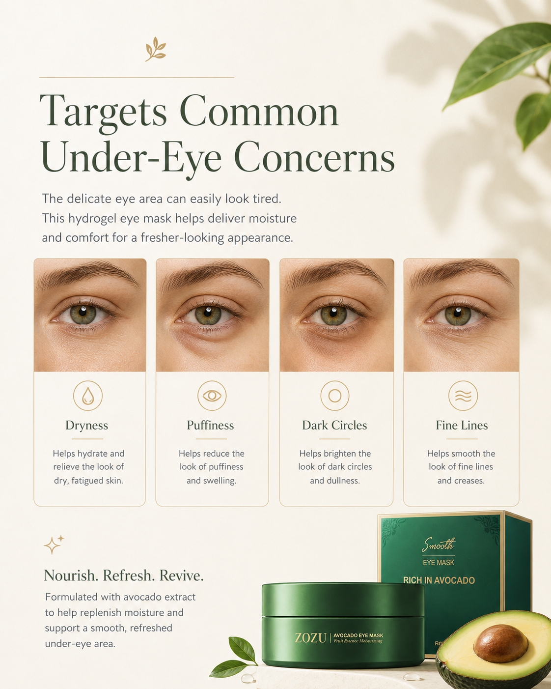 Avocado Hydrogel Eye Mask – Hydrating Under-Eye Patches