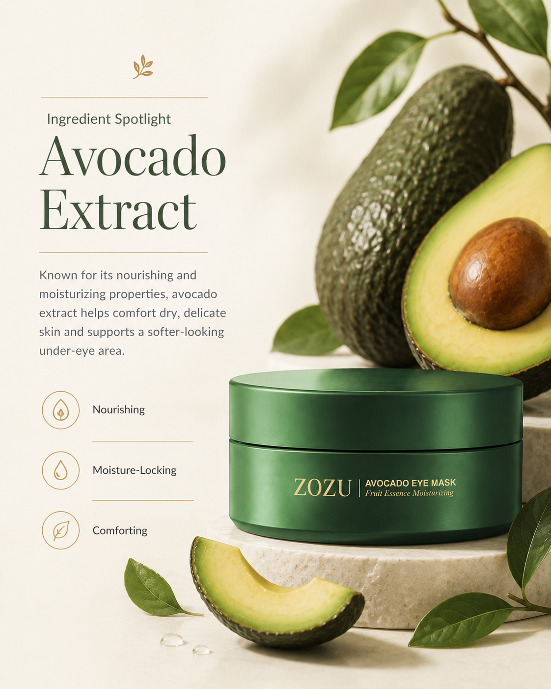 Avocado Hydrogel Eye Mask – Hydrating Under-Eye Patches