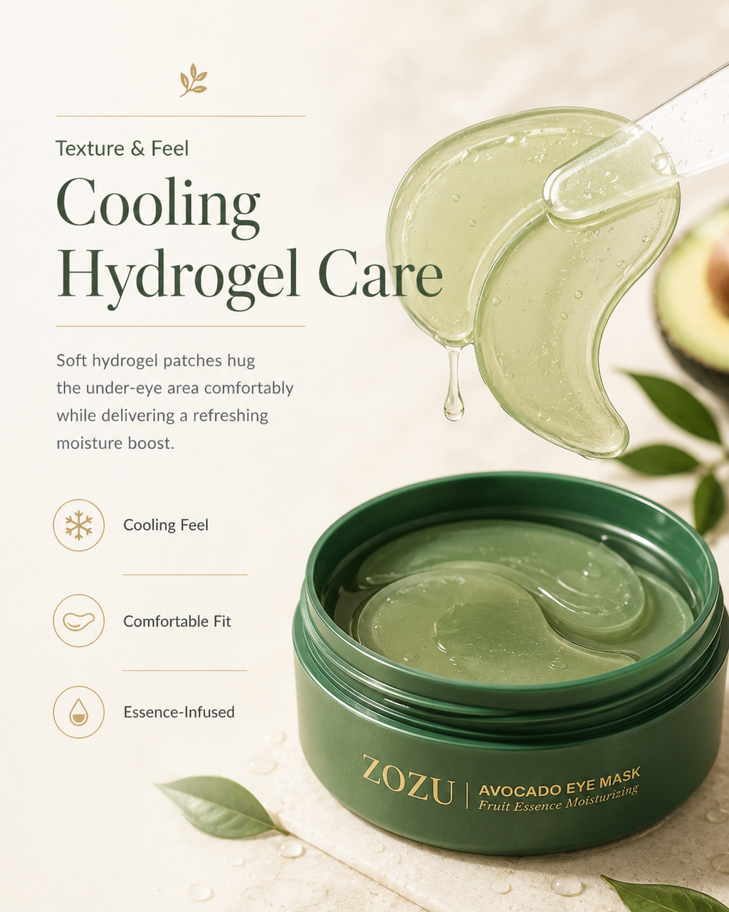 Avocado Hydrogel Eye Mask – Hydrating Under-Eye Patches