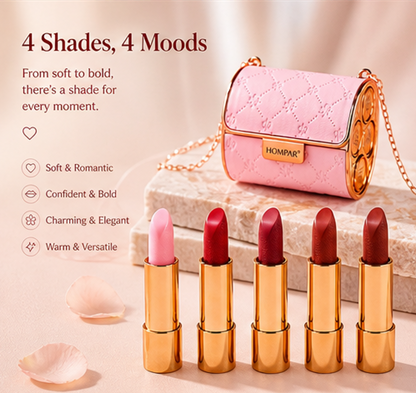 4-Piece Matte Lipstick Set – Long Lasting, Smooth Texture, Luxury Gift Box for Women