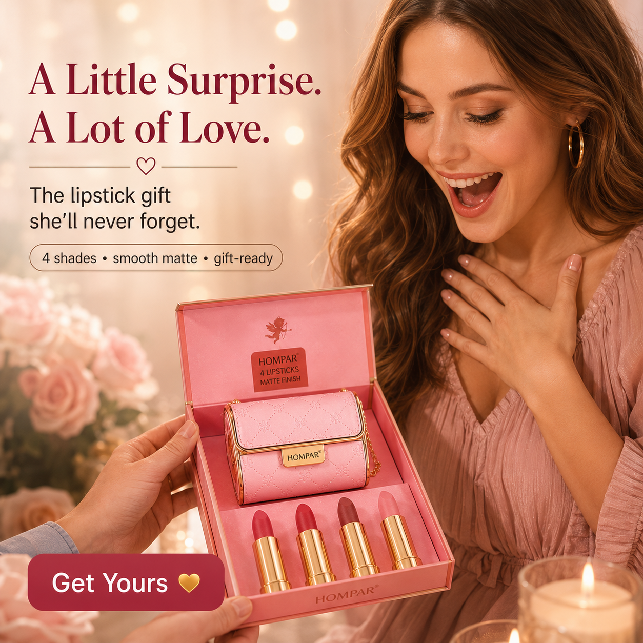 Matte lipstick gift box presentation
