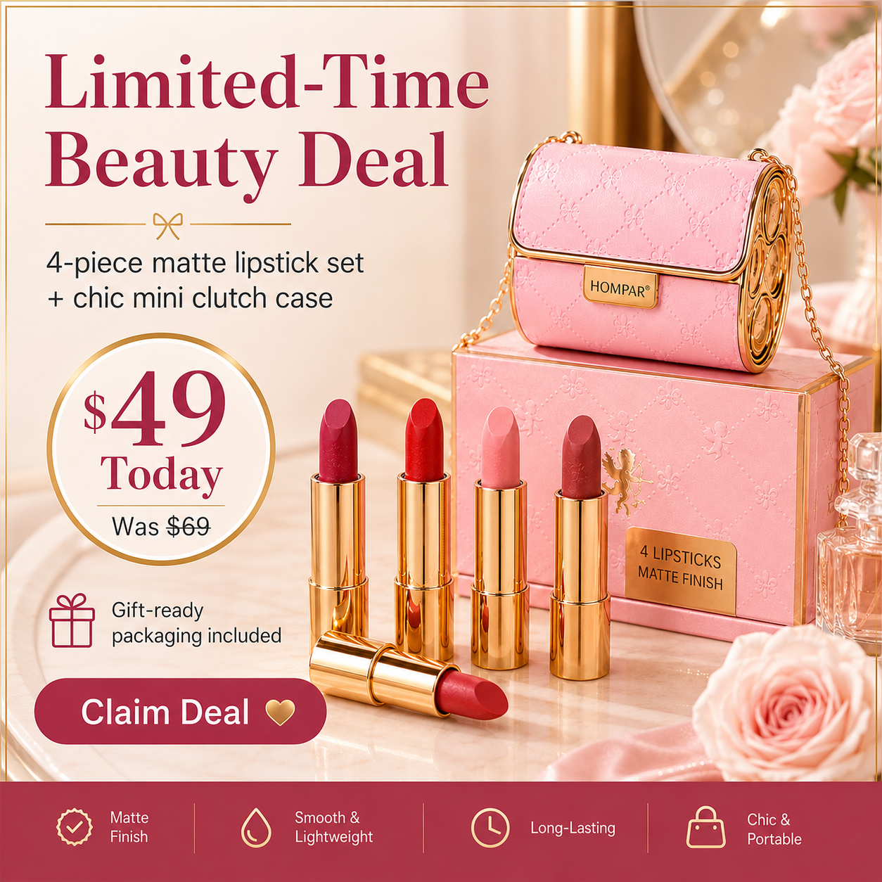 4-piece matte lipstick gift set final call to action